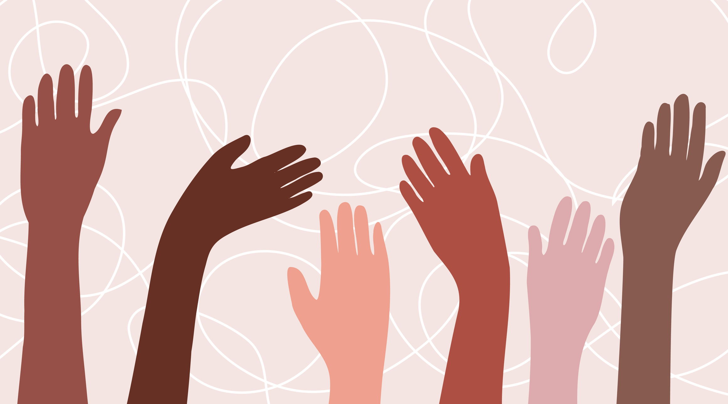 A Group Of Diverse Hands On A Pastel Background